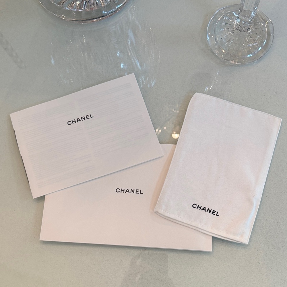 CHANEL cleaning cloth Chanel mini folder and care Booklet Set with Black Logo